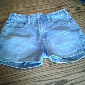 Silver light wash shorts